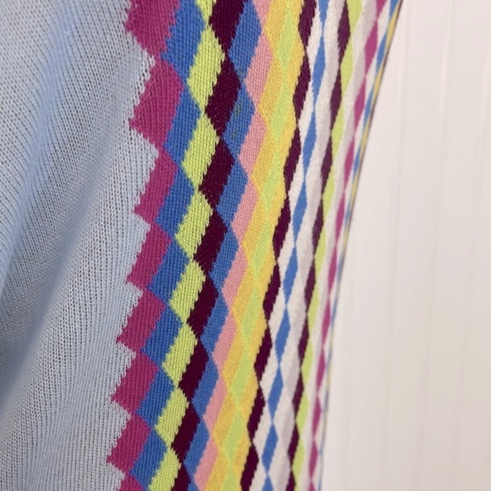 Knit Argyle Pattern Light Blue Tunic Top/Mini Dress Dolman Sleeves Small - Picture 7 of 14
